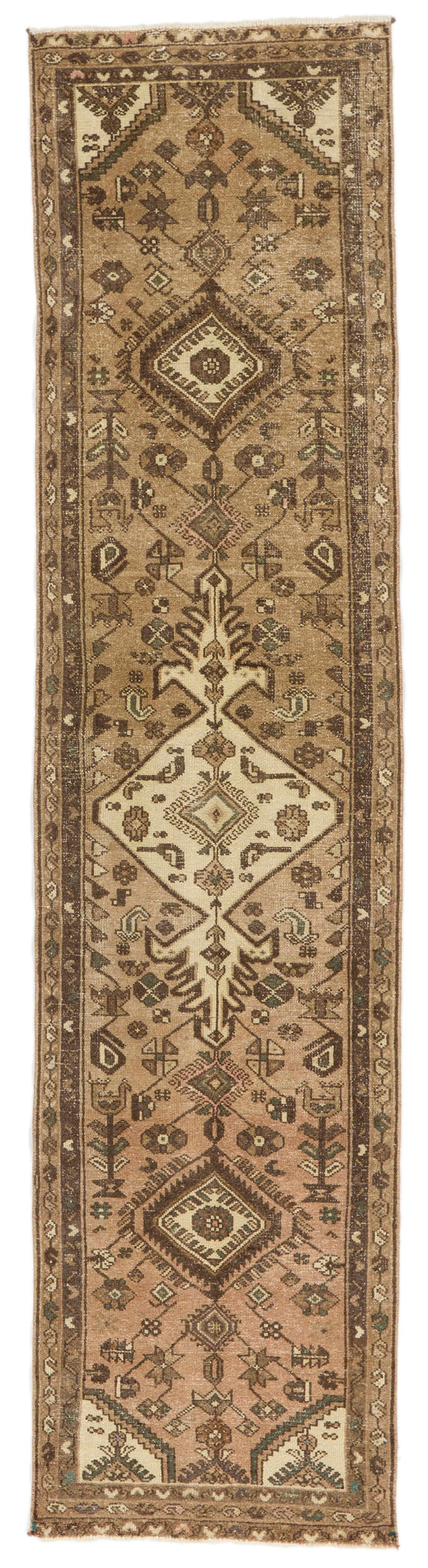 2x10 Ivory and Brown Persian Traditional Runner