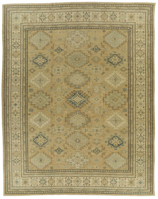 12x15 Brown and Ivory Turkish Tribal Rug