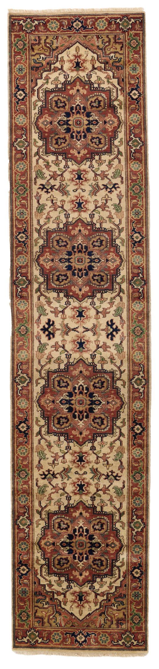 3x12 Ivory and Brown Turkish Persian Runner