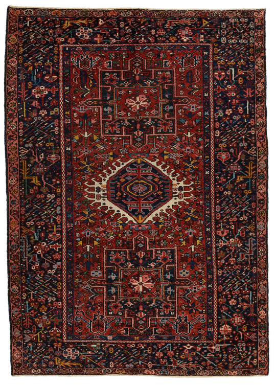 5x6 Red and Charcoal Persian Rug