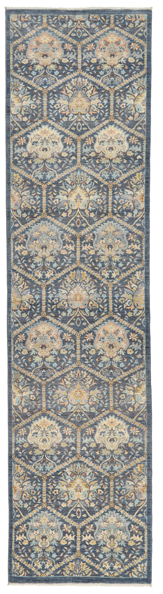 3x11 Gray and Ivory Turkish Oushak Runner