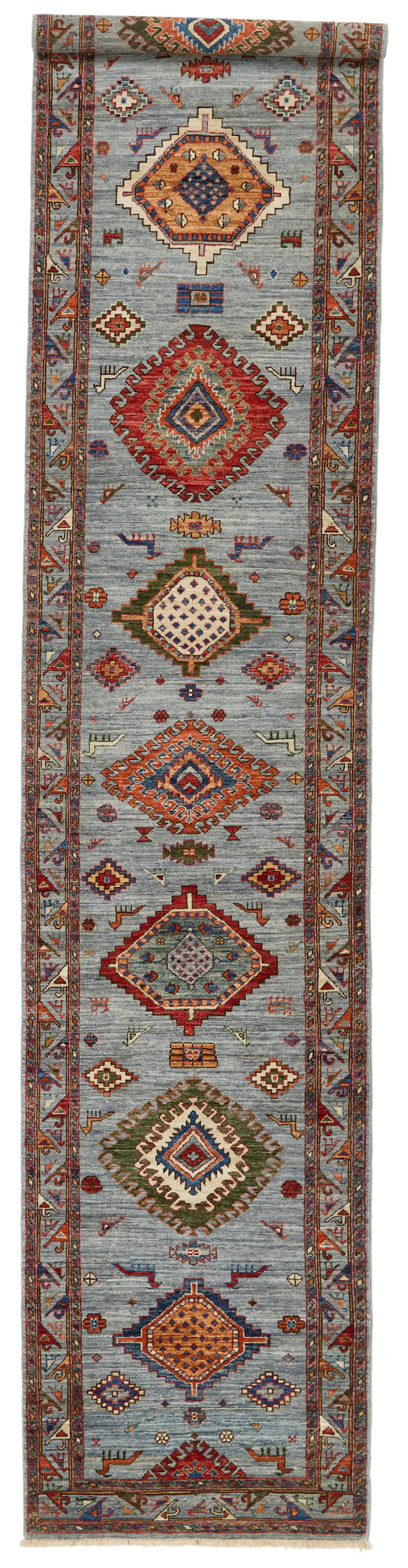 3x13 Gray and Multicolor Anatolian Traditional Runner