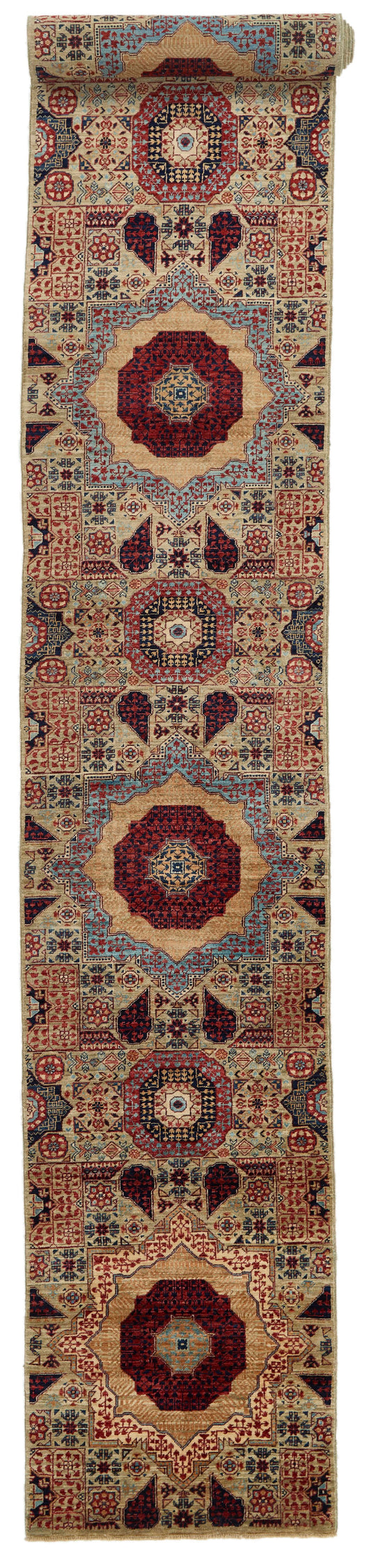 2x18 Green and Multicolor Turkish Tribal Runner