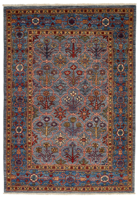 4x6 Gray and Light Blue Anatolian Traditional Rug