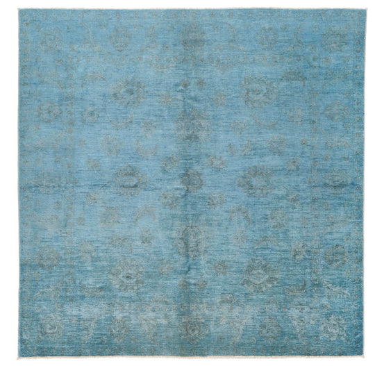 7x7 Blue and Gray Anatolian Traditional Rug