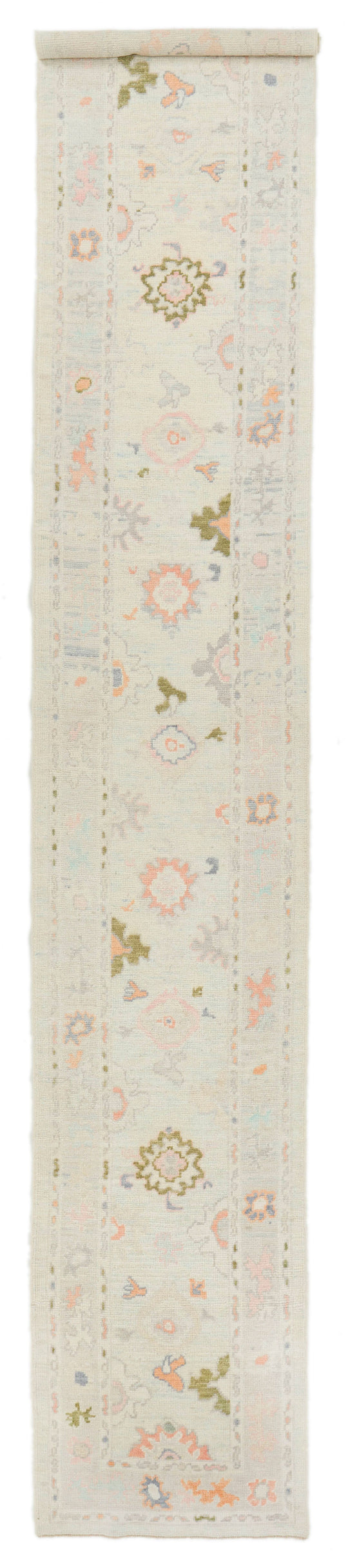 3x16 Ivory and Beige Turkish Oushak Runner