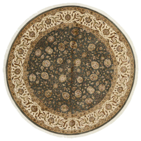 8x8 Gray and Ivory Turkish Silk Rug