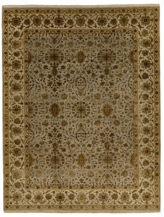 9x12 Gray and Ivory Turkish Silk Rug