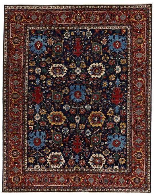 9x11 Navy and Burgundy Traditional Rug