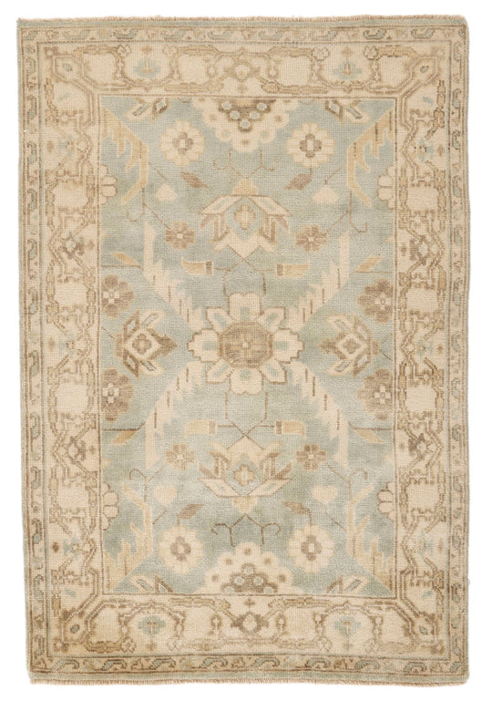 4x6 Gray and Ivory Turkish Oushak Rug