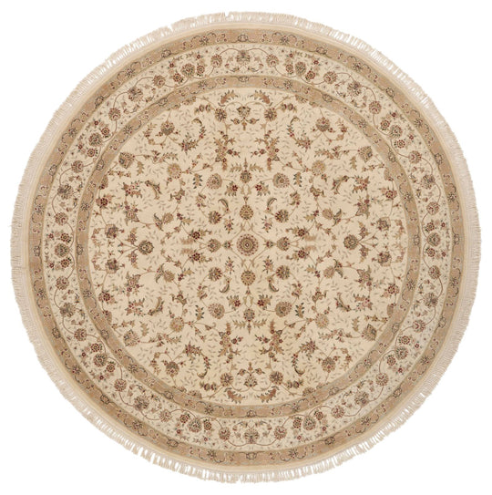 8x8 Ivory and Ivory Turkish Silk Rug