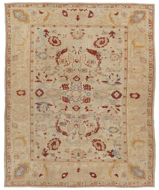 10x12 Beige and Rust Turkish Oushak Rug