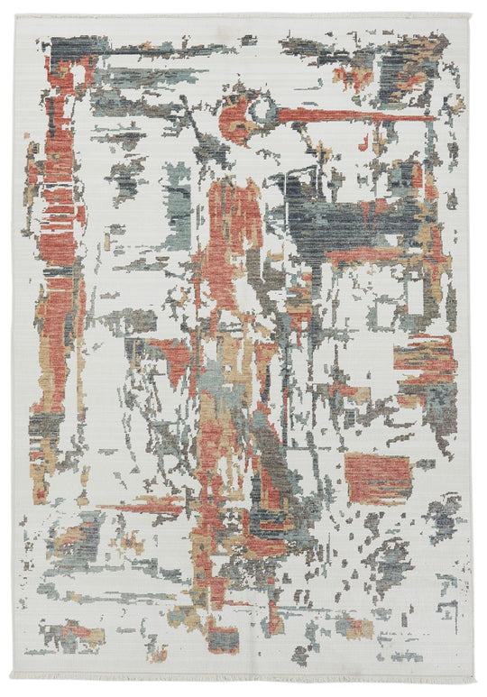 4x6 Ivory and Multicolor Turkish Traditional Rug