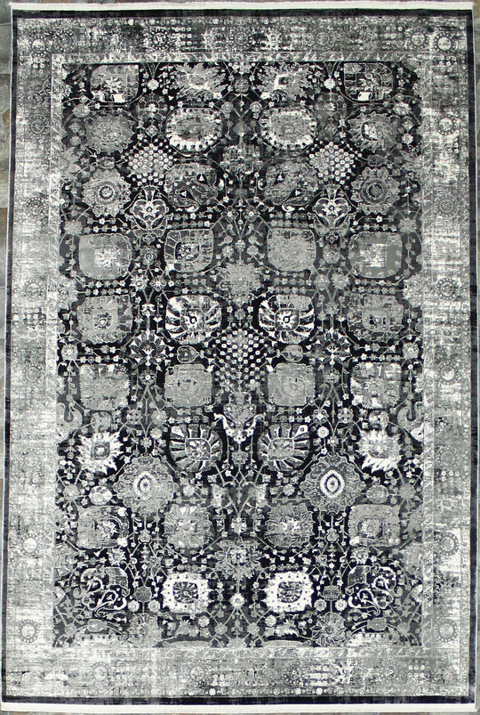 8x11 Black and White Turkish Antep Rug