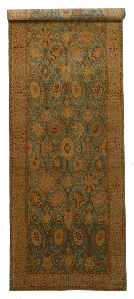 5x17 Green and White Turkish Traditional Runner