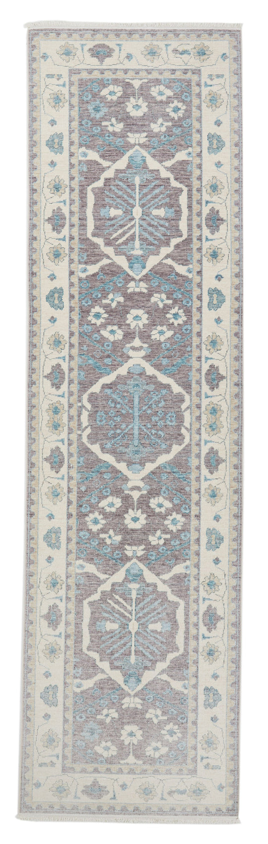 3x10 Purple and Ivory Turkish Traditional Runner