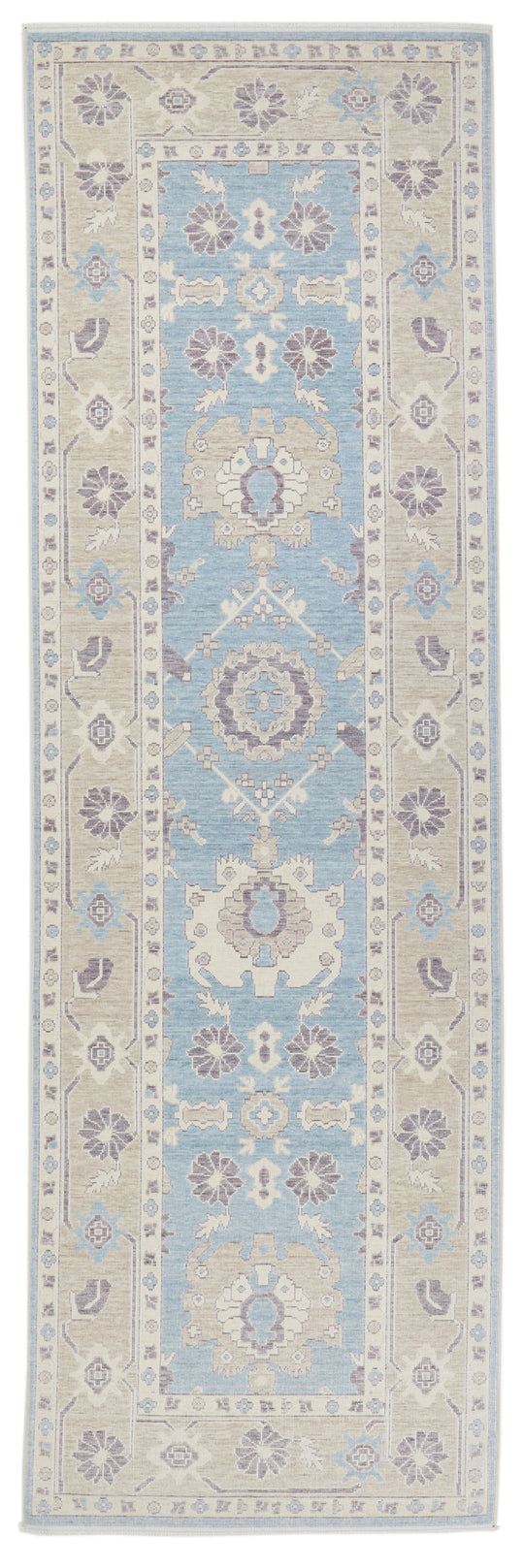 3x11 Blue and Beige Turkish Traditional Runner