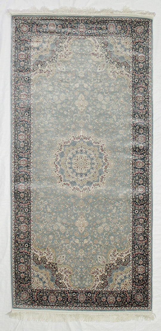 3x7 Blue and Green Turkish Antep Runner