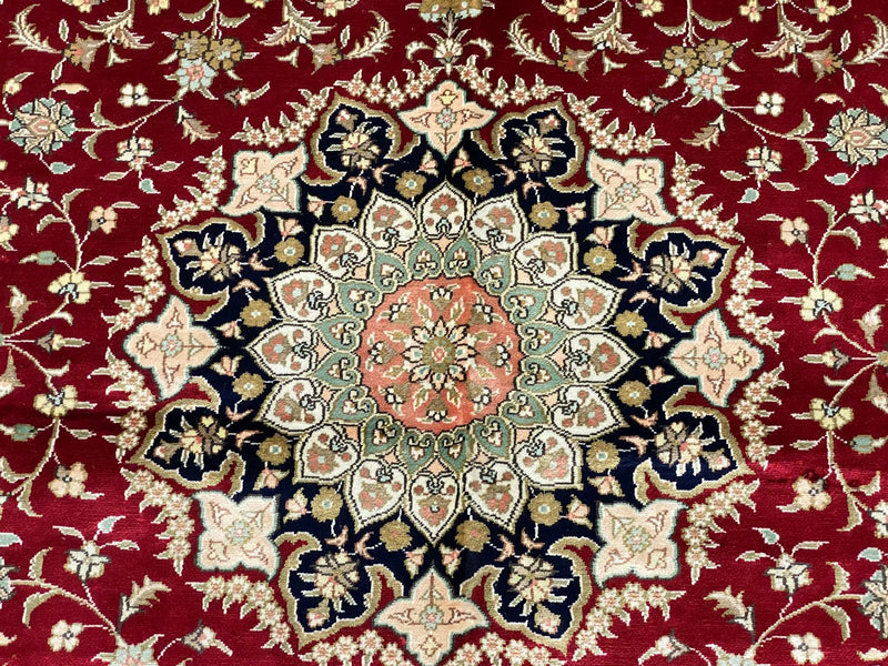 5x8 Red and Navy Turkish Silk Rug