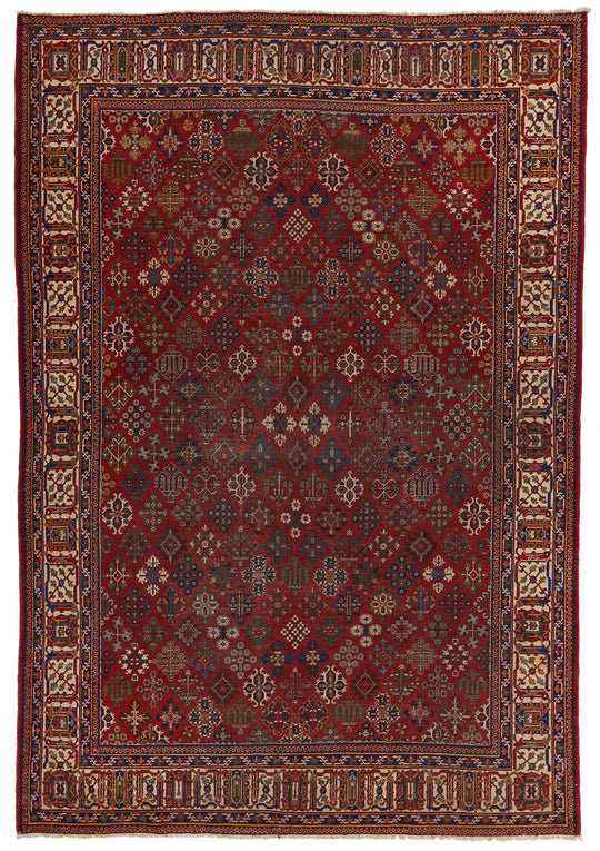 8x12 Red and Ivory  Persian Traditional Rug