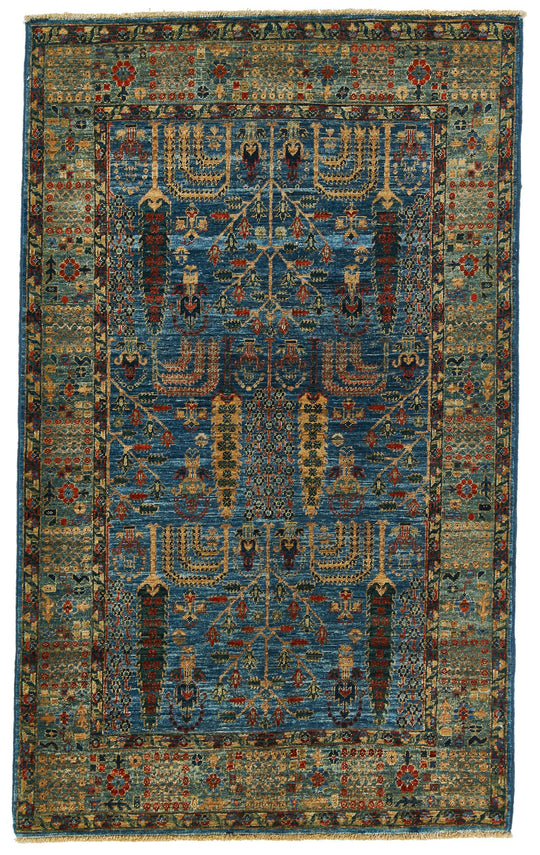 3x5 Light Blue and Green Traditional Rug