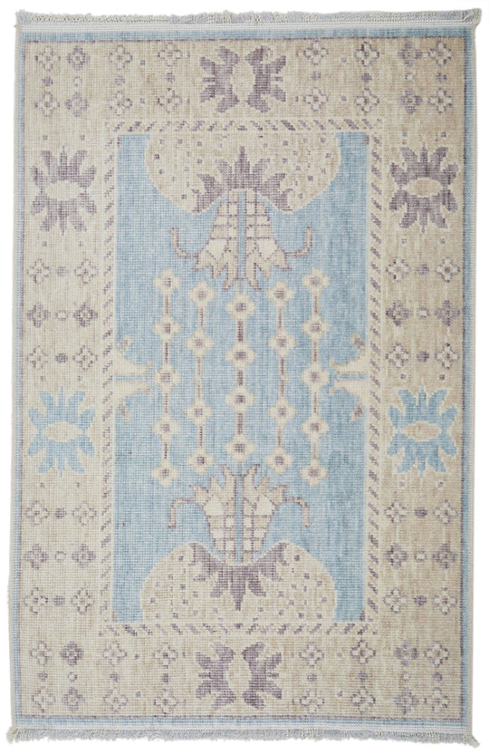 2x3 Blue and Beige Turkish Traditional Rug