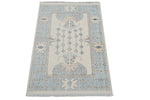 2x3 Ivory and Blue Turkish Traditional Rug