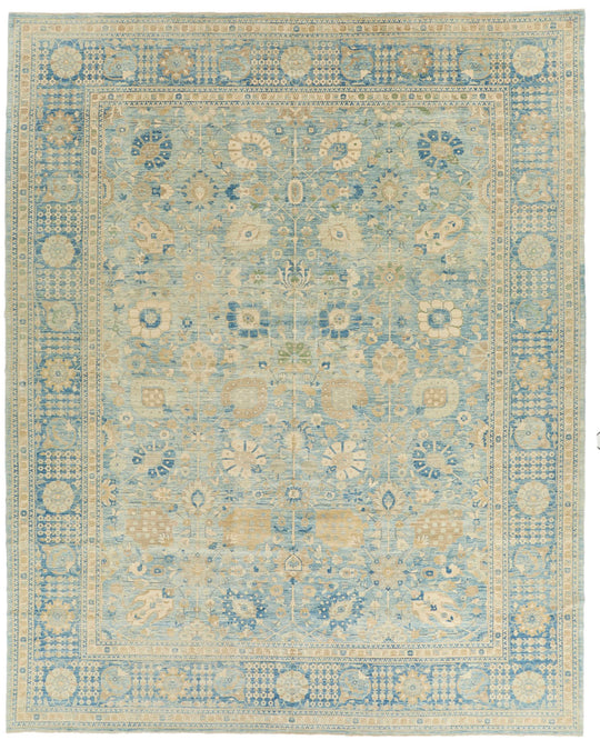 12x15 Light Blue and Navy Anatolian Traditional Rug