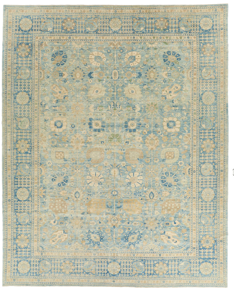 12x15 Light Blue and Navy Anatolian Traditional Rug