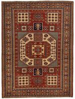 4x6 Red and Ivory Turkish Tribal Rug