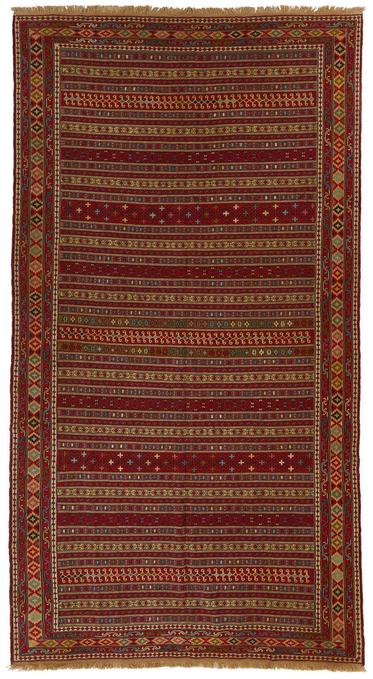 7x13 Red Turkish Patchwork Rug