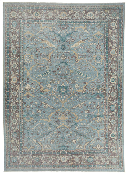 8x11 Blue and Purple Turkish Traditional Rug