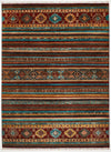 7x10 Multicolor and Red Tribal Rug