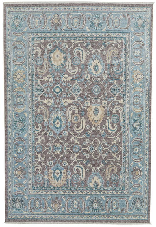 7x10 Purple and Blue Turkish Traditional Rug