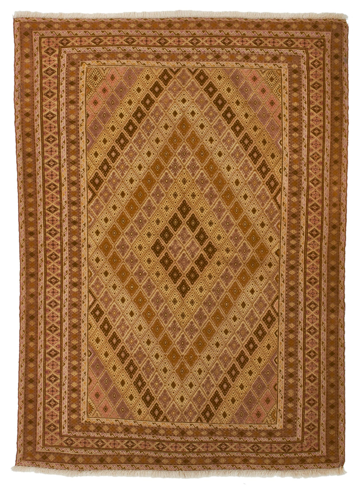 5x7 Gold and Green Turkish Tribal Rug