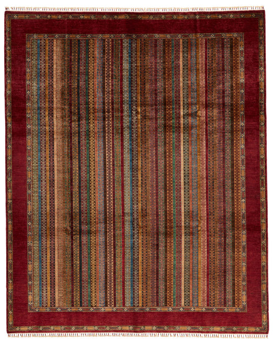 8x10 Multicolor and Red Turkish Tribal Rug