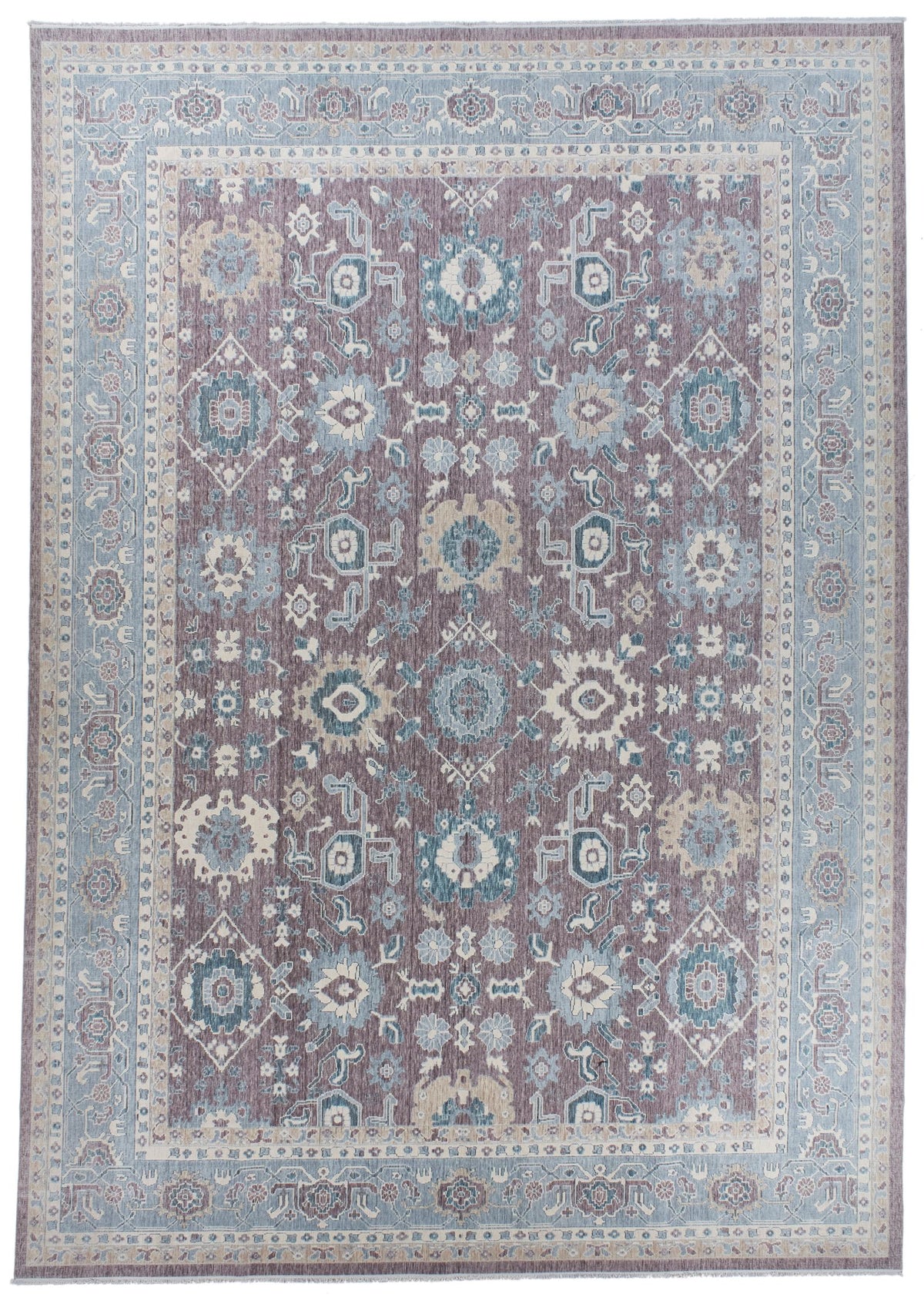 10x14 Blue and Ivory Turkish Traditional Rug