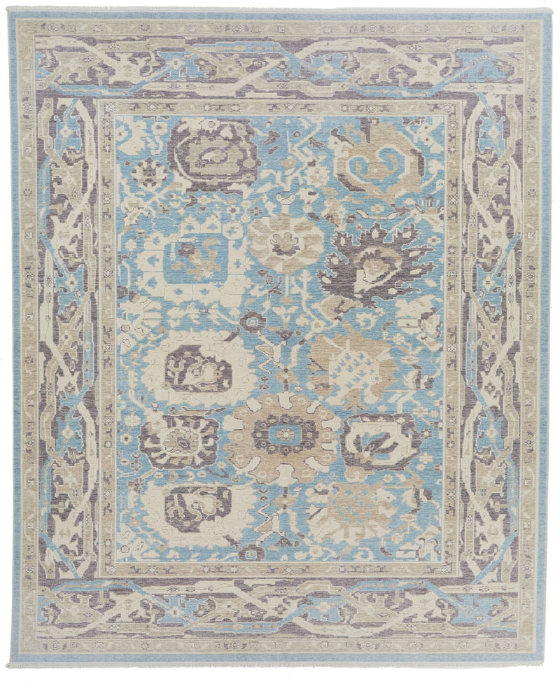 8x10 Blue and Purple Turkish Traditional Rug