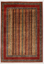 6x9 Multicolor and Red Turkish Tribal Rug