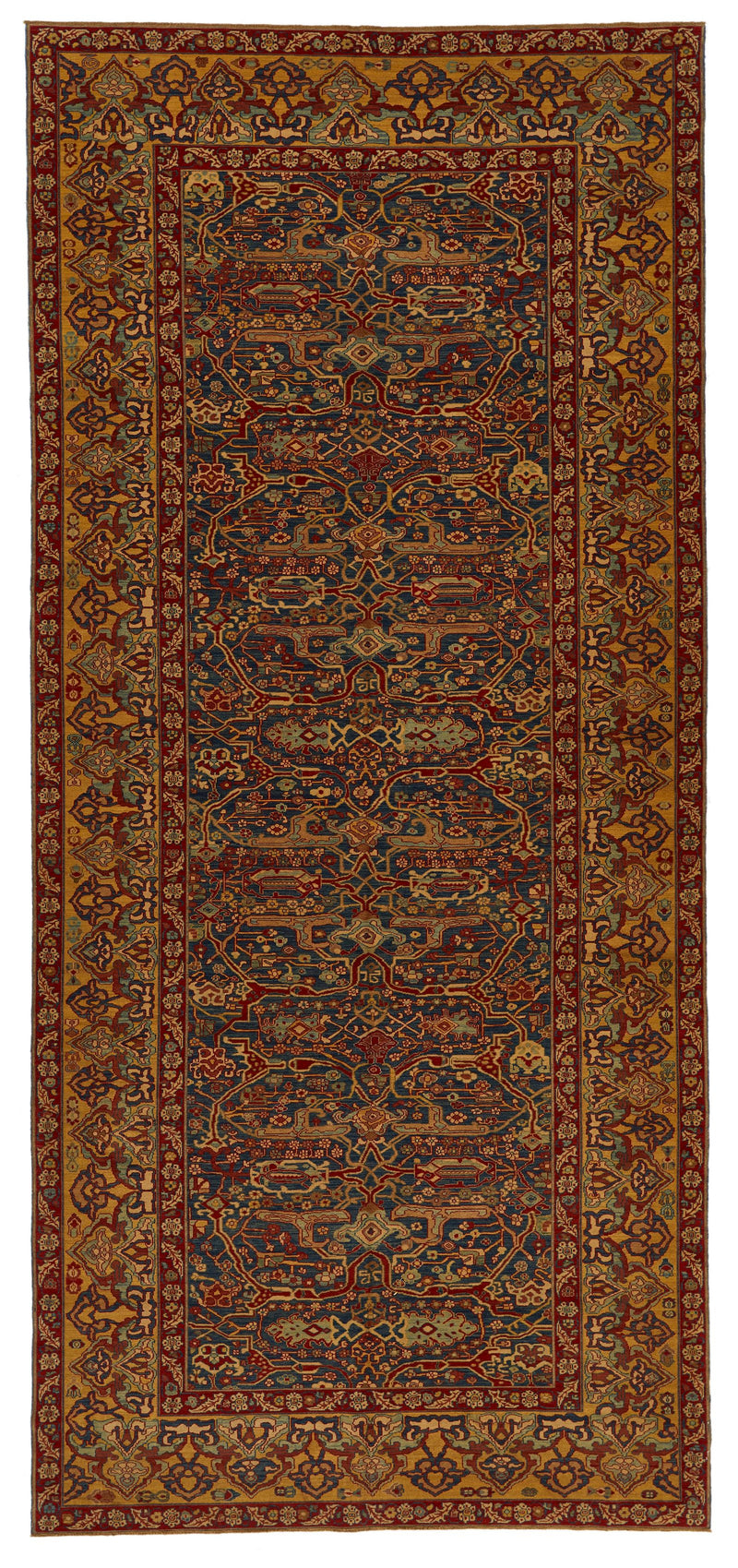 6x13 Blue and Gold Turkish Anatolian Runner