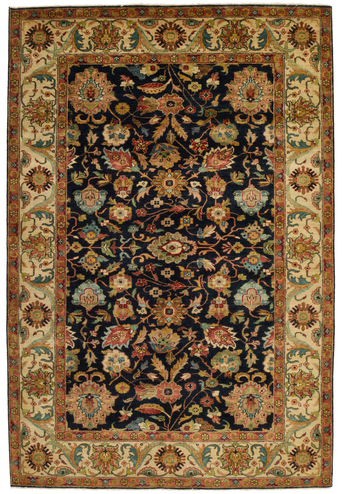 6x9 Charcoal and Ivory Persian Rug