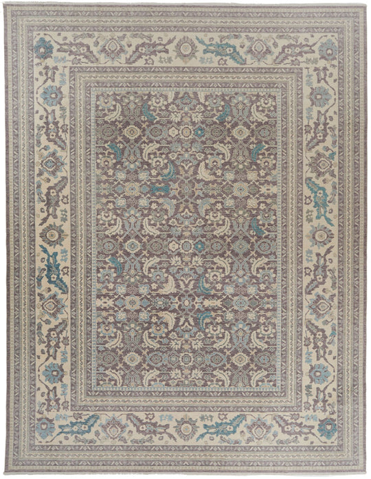 10x13 Purple and Ivory Turkish Traditional Rug