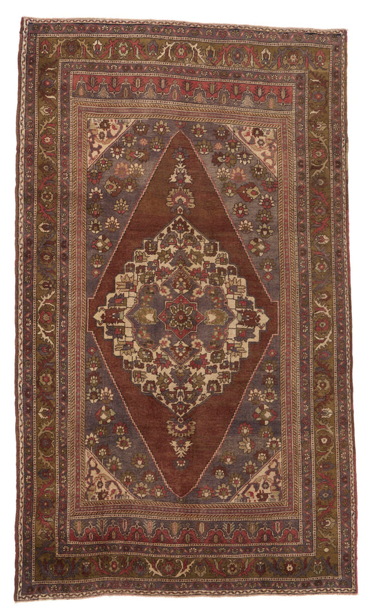 6x10 Brown and Gray Turkish Tribal Rug