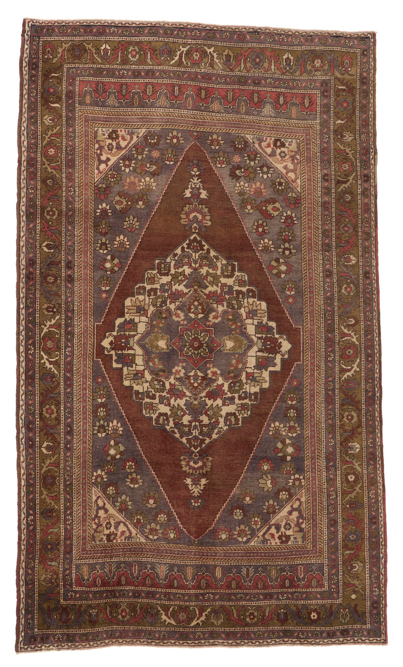 6x10 Brown and Gray Turkish Tribal Rug