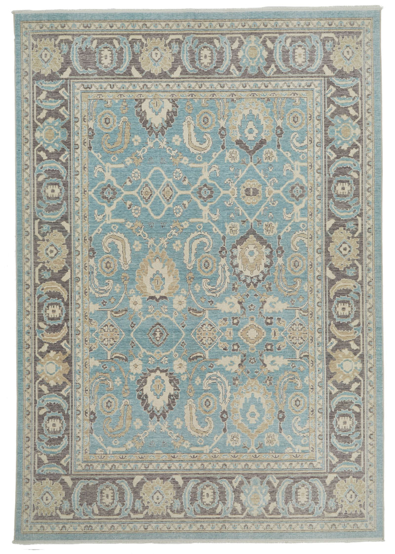 7x10 Blue and Purple Turkish Traditional Rug