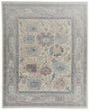 8x10 Ivory and Blue Turkish Traditional Rug