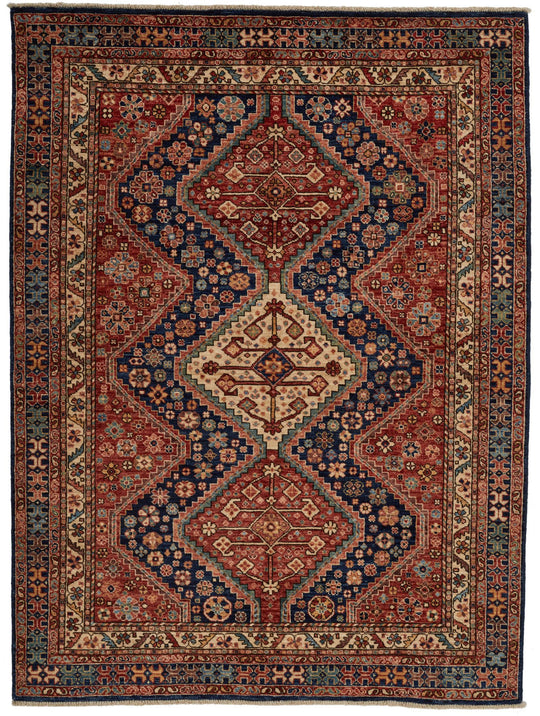 5x7 Red and Ivory Anatolian Traditional Rug