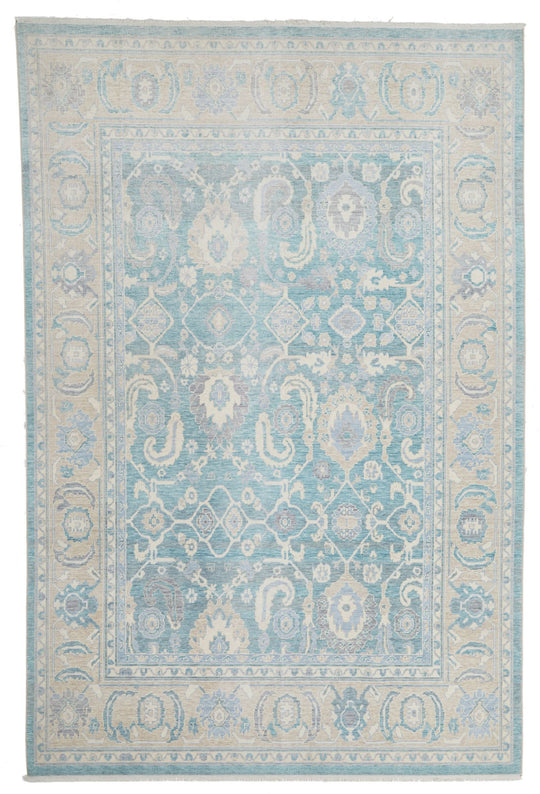 6x10 Blue and Beige Turkish Traditional Rug