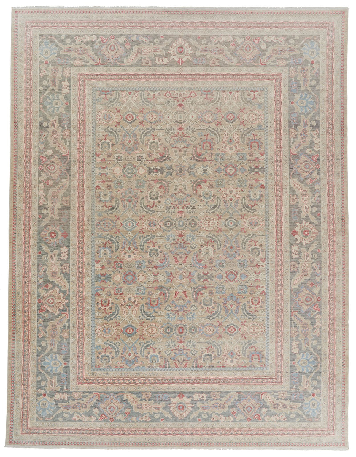 10x13 Beige and Gray Turkish Traditional Rug