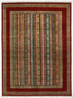 7x9 Multicolor and Red Turkish Tribal Rug